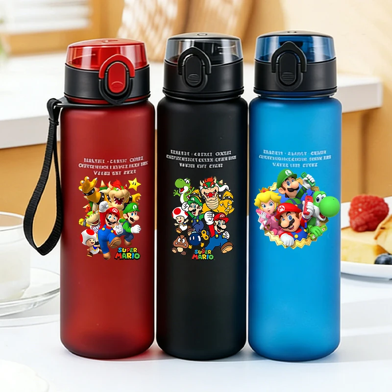 

650ml Cute Marios Game Water Bottle with Straw Anime Portable Tour Hik Cup Boys High-capacity Leak-proof Sport Kids Drink Bottle