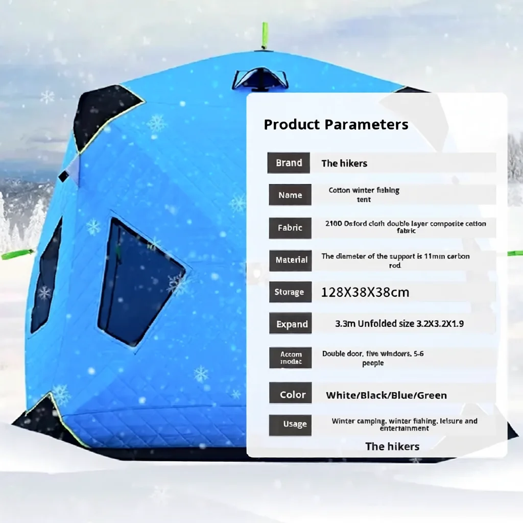 Double Layer Ice Fishing Tent, Hexagonal 210D Oxford, Multi Person Thickened Windproof Warm Shelter for Winter Outdoor Use