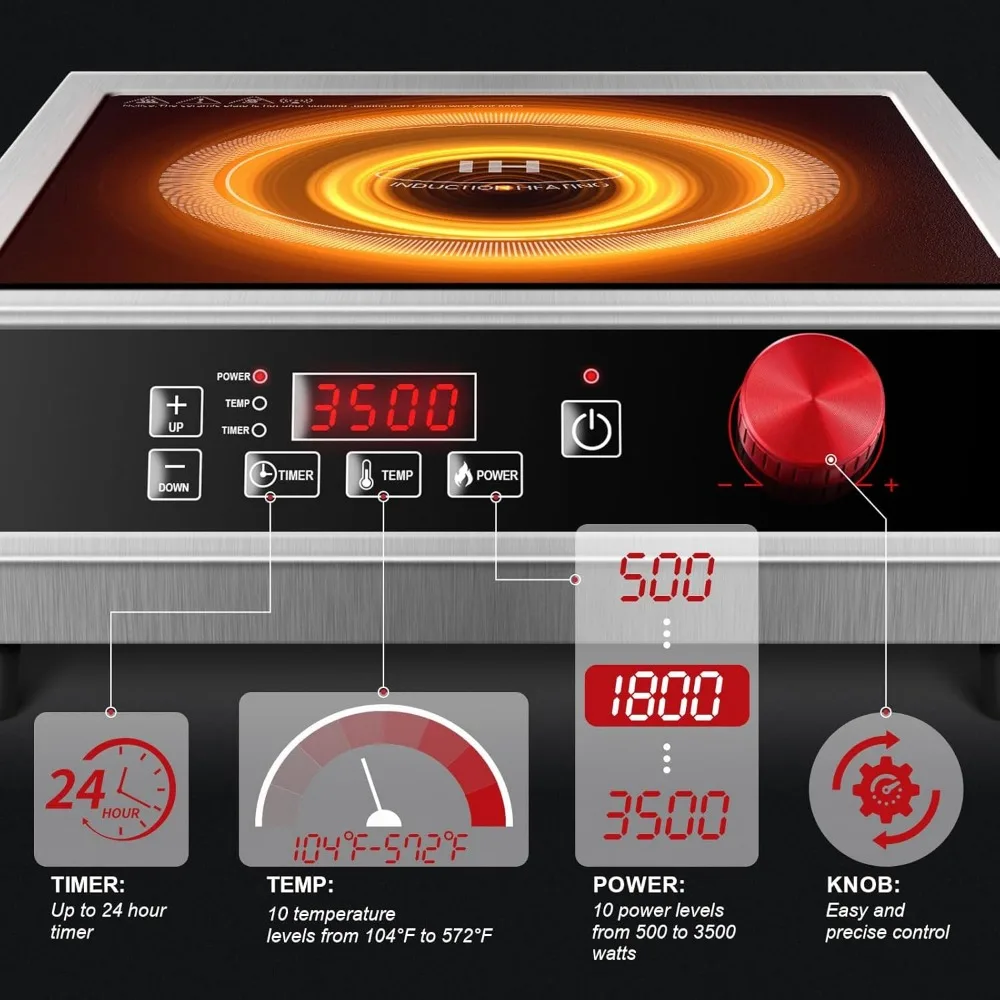 Электрическая индукционная плита, коммерческая мощная электрическая индукционная горелка 3500 Вт, настольная электрическая плита с цифровым датчиком