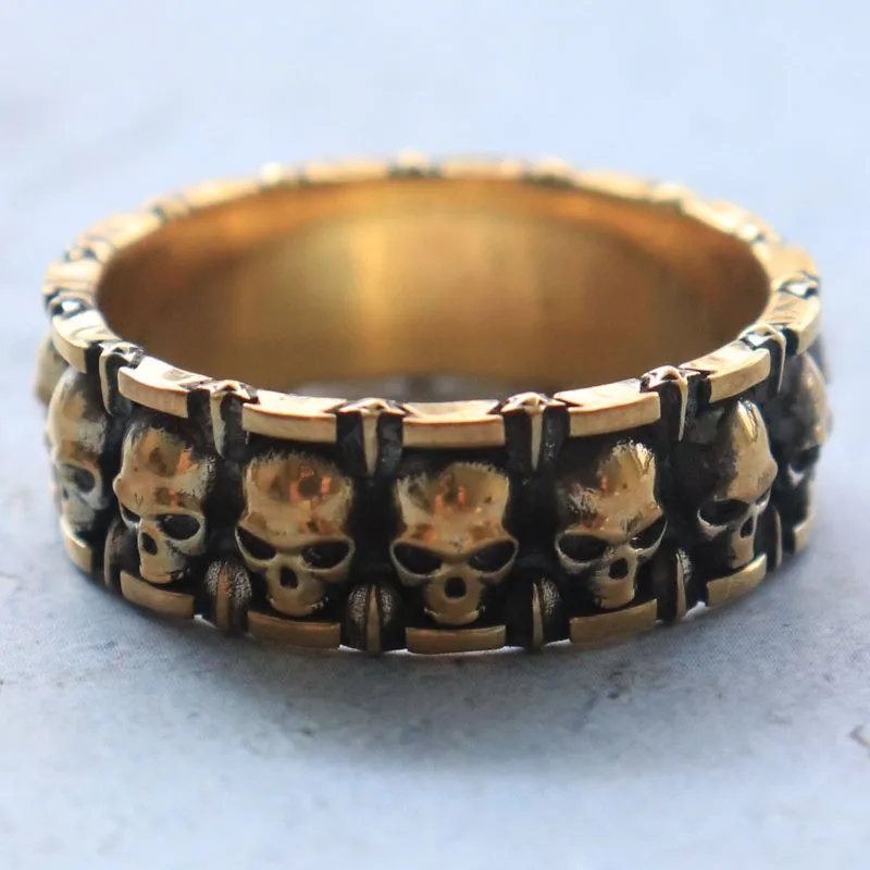 

8.5g Skull and stars Guaranteed to be Genuine Mens Gold Ring Customized 925 Solid Sterling Silver Many Sizes 8-12