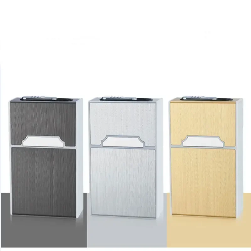 Outdoor High Quality Aluminum Portable EDC Women USB Rechargeable Lighter Cigarette Storage Case 20pcs Slim Cigarette Box