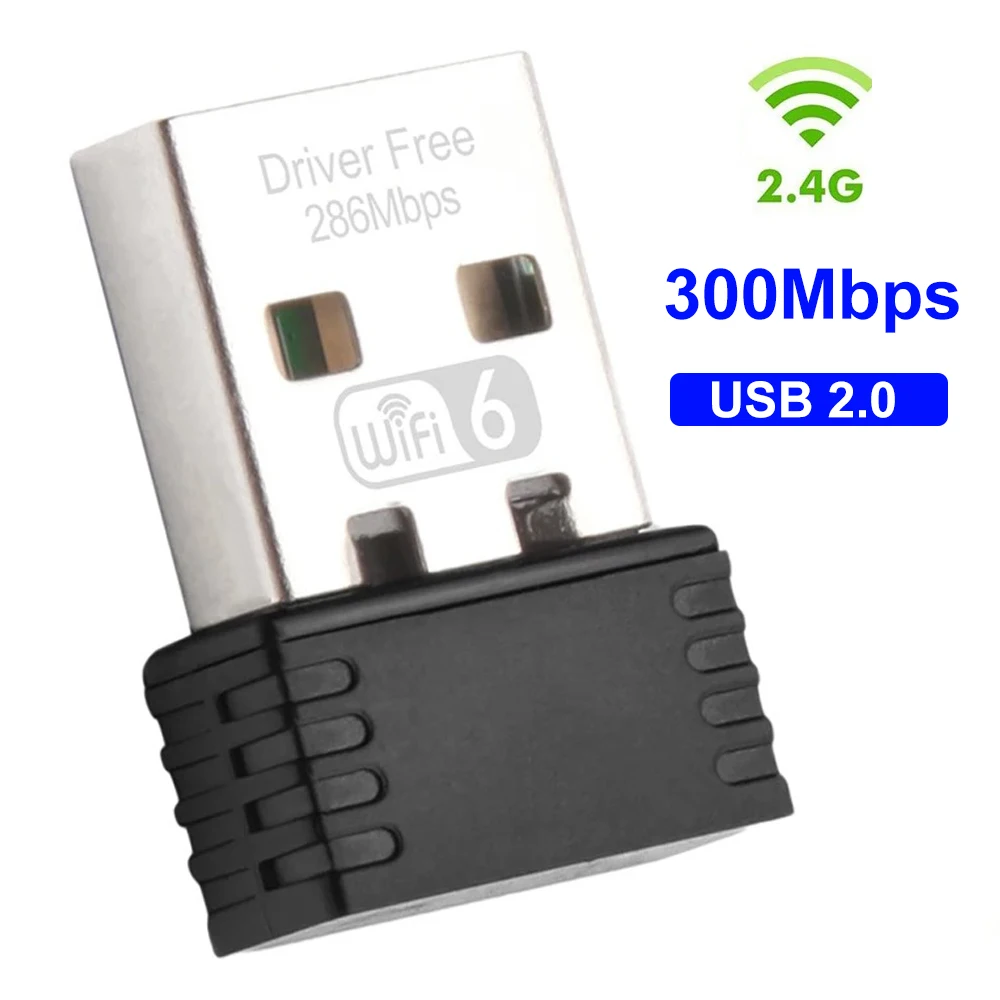 300Mbps 2.4G bezprzewodowy karta sieciowa WiFi 6 Adapter USB WiFi LAN WiFi USB klucz sprzętowy do komputera stacjonarnego laptopa bez okien 7 10 11