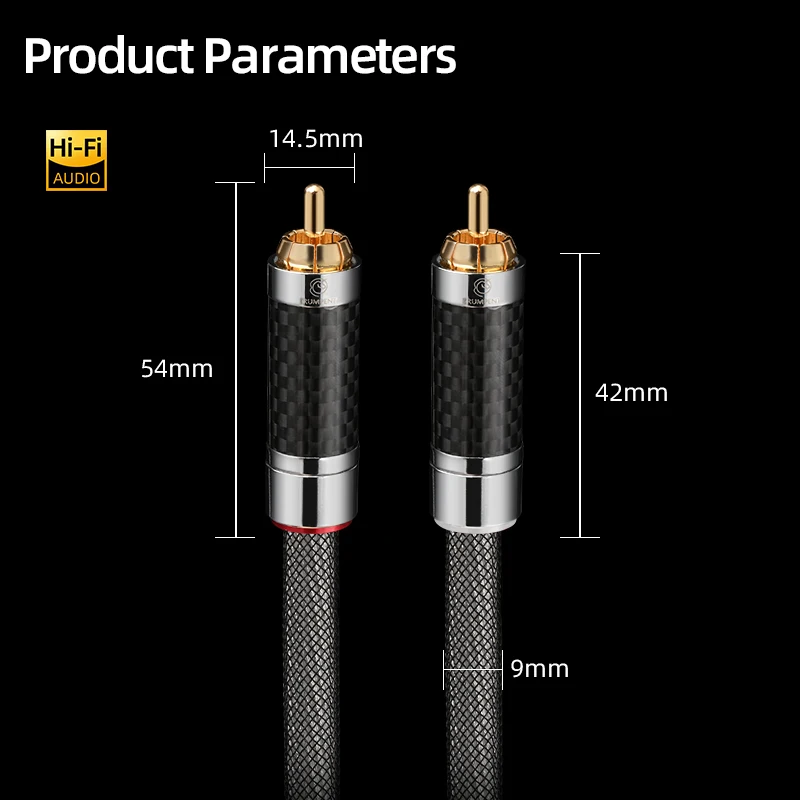 ERUMPENT 1 Pair RCA Audio Cable 2RCA to 2RCA Interconnect Cable HiFi OCC Silver Plated Male to Male For Amplifier DAC Car Audio