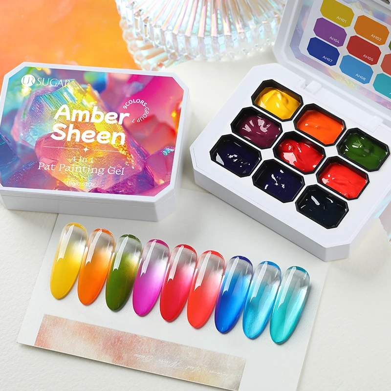 UR SUIKER 9 kleuren gradiënt schilderij gel nail art kleurverloop DIY ontwerp gel 4-in-1 gebruikt voor gradiënt nagel stempelen patroon