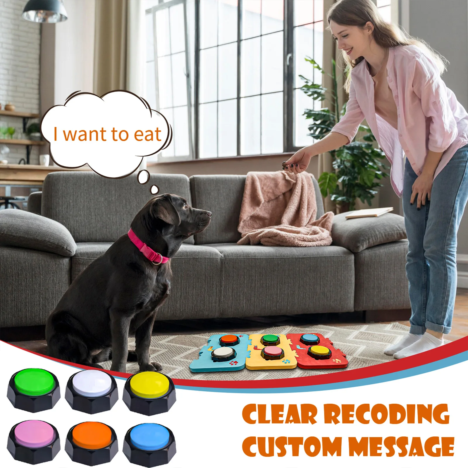 6pcs Pet Sound Box Recordable Talking Button Cat Voice Recorder Talking Toy For Pet Communication Training Tool Dog Toys