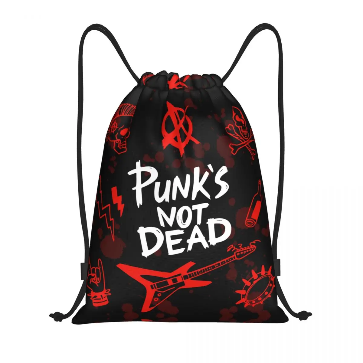 

Heavy Metal Punk Rock Music Drawstring Bags Women Men Foldable Sports Gym Sackpack Punks Not Dead Training Storage Backpacks