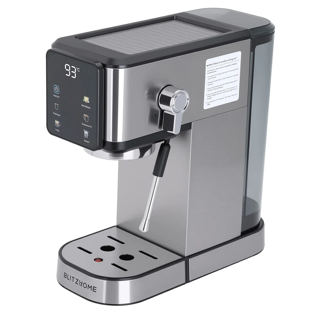 BlitzHome CM5105 ماكينة قهوة اسبريسو شبه أوتوماتيكية 20Bar 1350W مع كوب تحكم بشاشة تعمل باللمس 1L خزان مياه قابل للإزالة #2