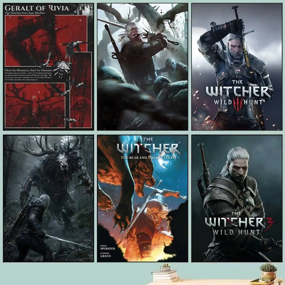2025 The W-WitcherS 3 Wild Hunt Game Posters Self Adhesive Waterproof Ideal For Living Room Bedroom Bar Decoration