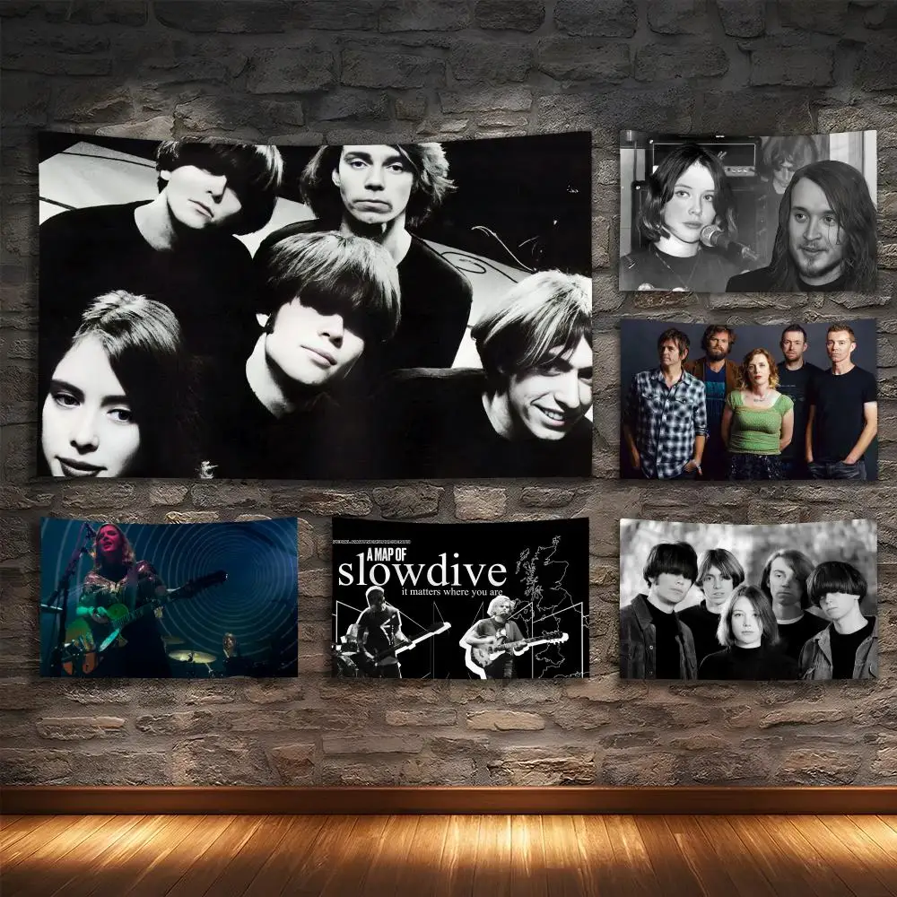 

S-SLOWDIVE ROCK Tapestry Custom Living Bedroom Party Dormitory interior Wall bohemian Decoration Attached clip