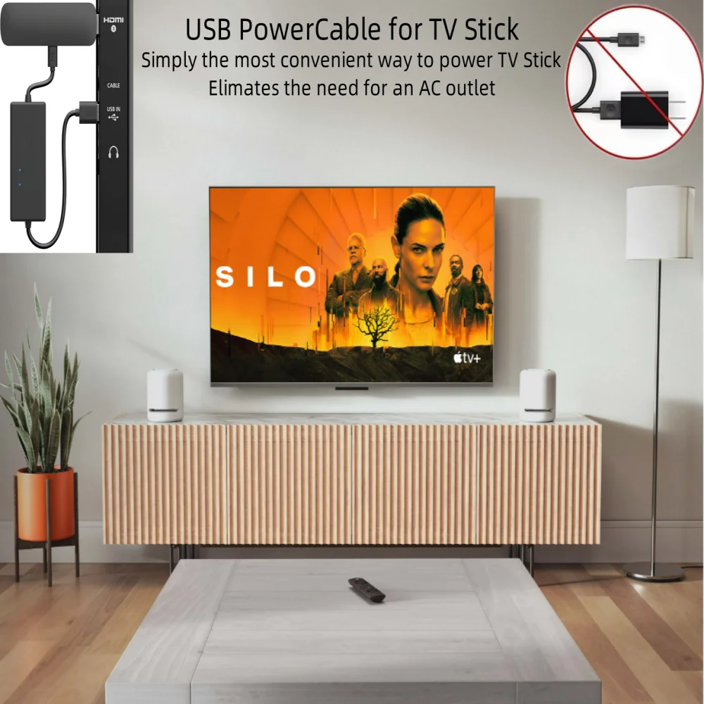 Adapter kabla zasilającego do Amazon Fire TV, Xiaomi Google TV Streamer 4K Chromecast Streaming Stick - eliminuje potrzebę użycia zasilacza sieciowego.