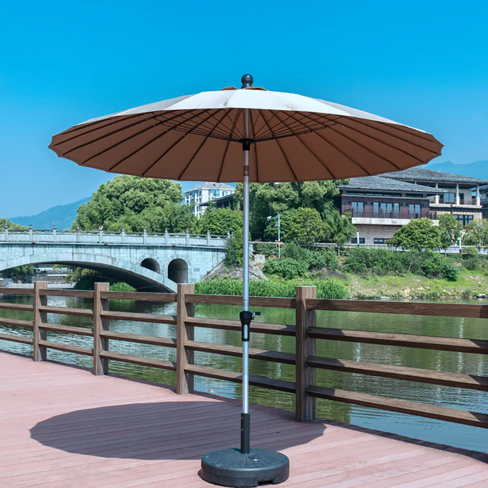 Parasol ogrodowy komercyjny na zewnątrz, biały parasol ślubny z podstawą na małe balkony, patio, parki.