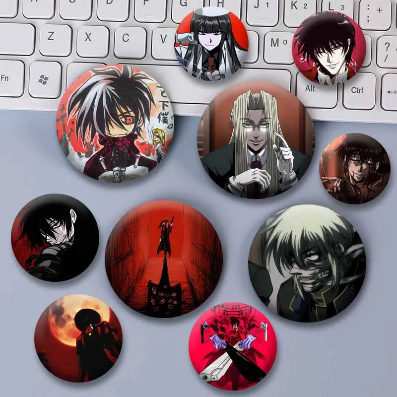 Anime Figure Alucard Seras Victoria Integra Soft Button Pins for Bag Clothes Cartoon Hellsingg Badge Jewelry Brooch Accessories