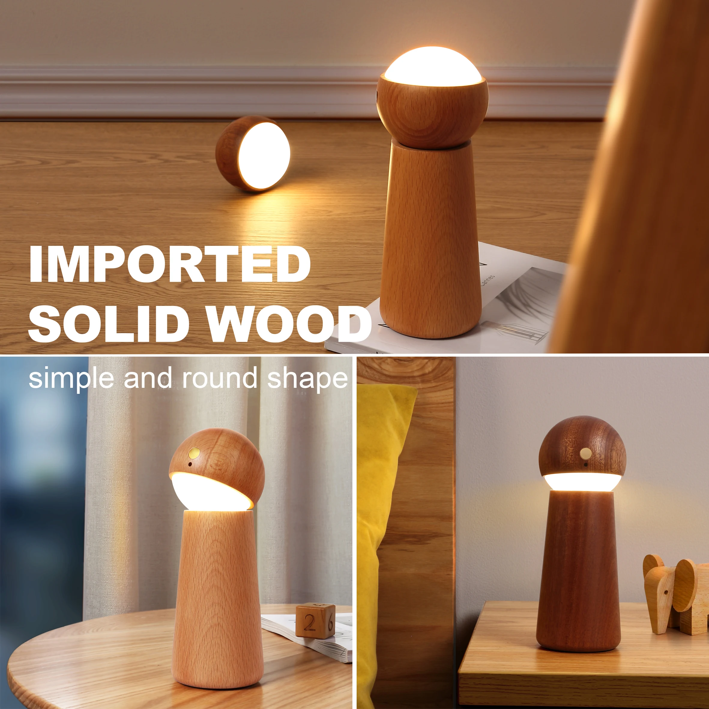 2025 New Voice Control Study Creative Touch Adjustable Solid Wood Voice Control Lamp Living Room Smart Induction Desk Lamp