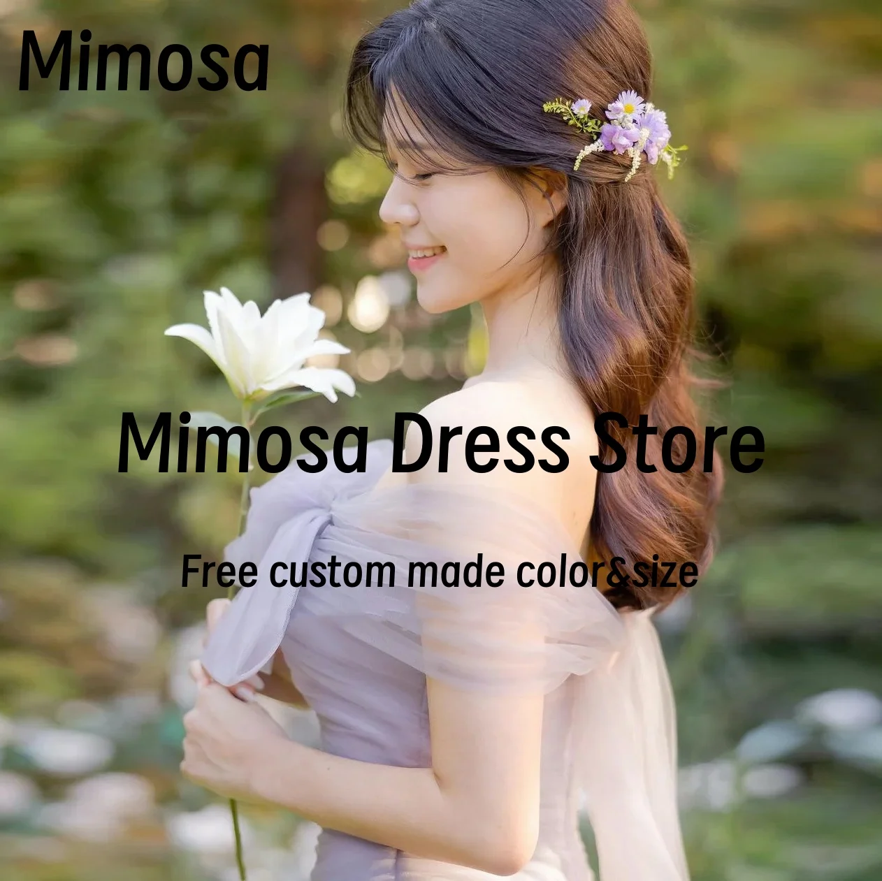 Mimosa Romantic Prom Dresses 2025 Korea Girls Photography Photos Long Ruched Tulle Wedding Party Bride Wear Customized