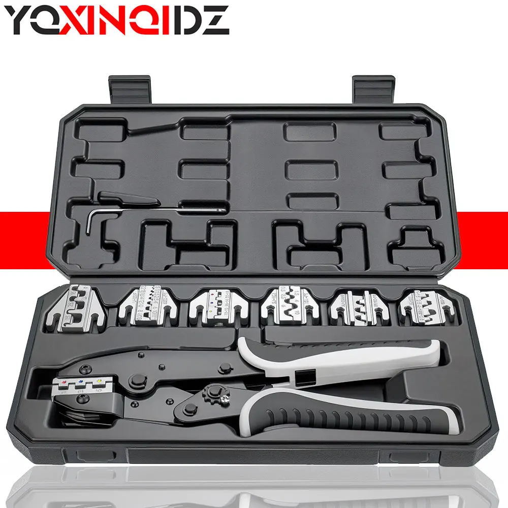 9 Inches Ratcheting Wire Crimper Plier Jaws Set 03B/10N/10WF/35WF/2546B/03J/125 Connectors Multi-functional Hand Crimping Tool
