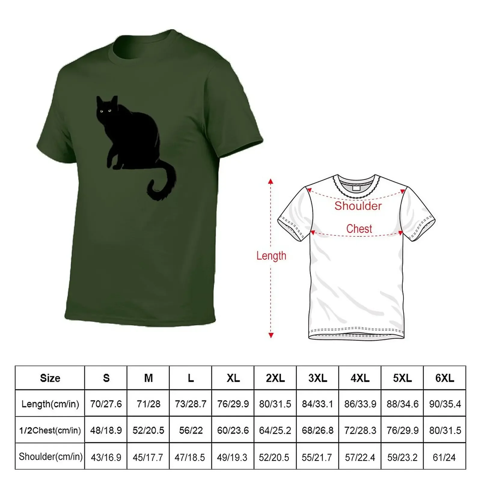 New Pitch Black Cat - Sage Green Background T-Shirt plus sizes hippie clothes sublime clothes for men