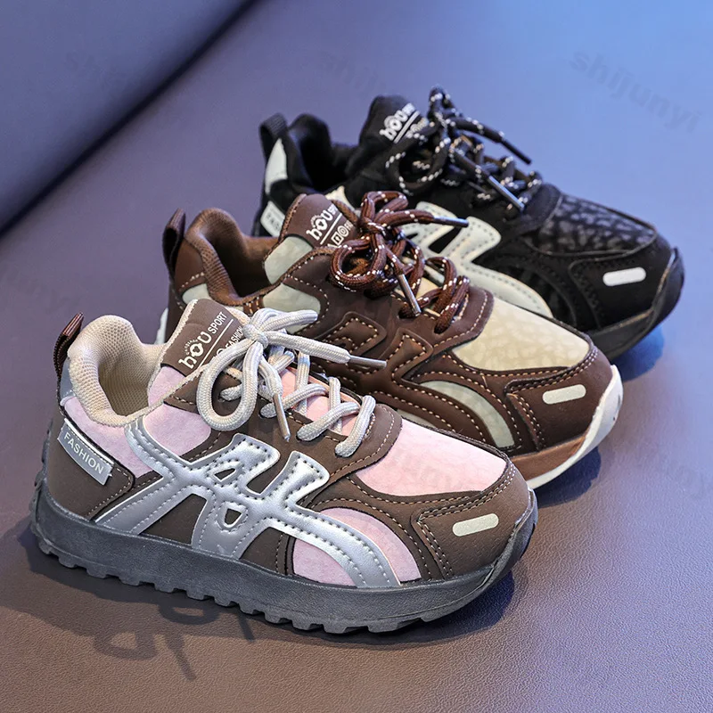 

Boys' Running Shoes Autumn New Children's Non Slip Comfort Platform Sneakers Lightweight Soft Sole Cross Tied Girls Casual Shoes