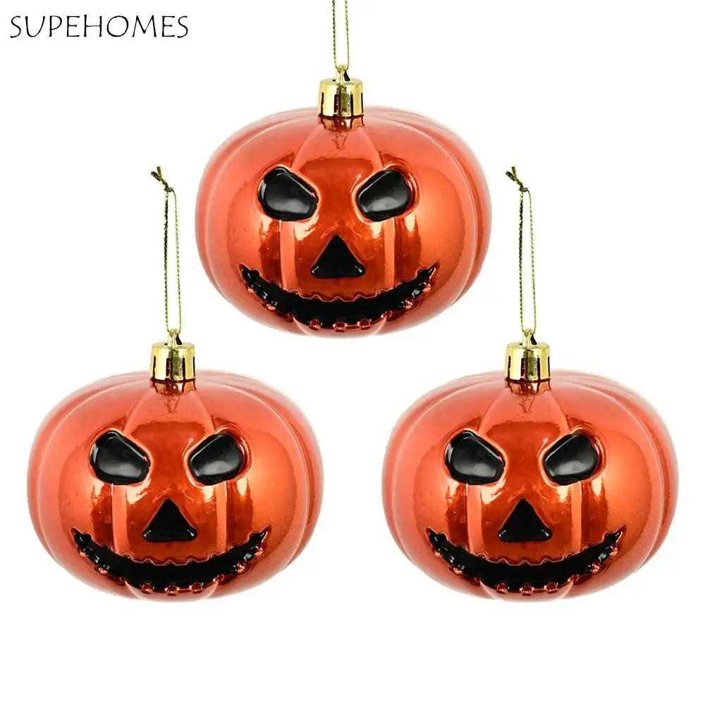 

3pcs Vintage Halloween Pumpkin Hangings Ball Plastic Funny Pumpkin Hanging Ornaments Spooky Festive Halloween Tree Decorations
