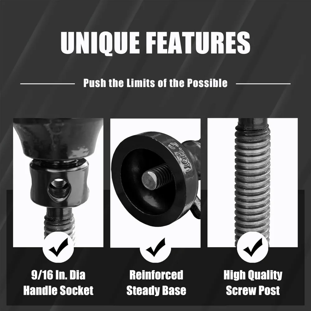 5トンのプロ用スクリュー式ジャッキ、車のサポート、住宅建設、橋梁の安定化用、黒色