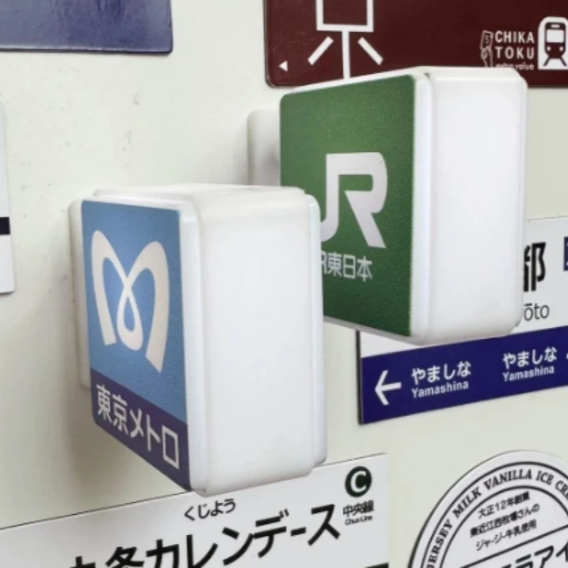 Glowing Mini Cute Fridge Magnets Light Box Coffee Beer Illuminated Home Light Glowing Signboard Japanese Underground Iron Family