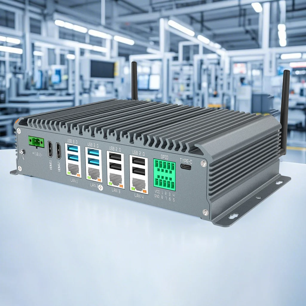Industrial Computer Fanless Mini Desktop Computer with Celeron Dual Core Central Processor 8GB RAM 128GB high definition port Fu