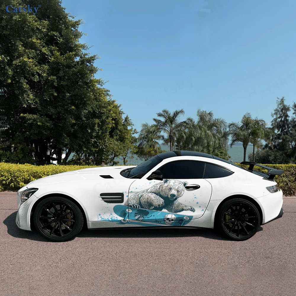 

Bear Skateboard Stars Skull Car Vinyl Wraps Decal Self-adhesive PVC Sticker Suitable for Trucks SUV Decor Auto Accessories Gift