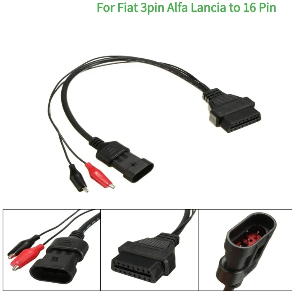 NEW for Fiat 3pin Lancia FOR Alfa Romeo 3 Pin OBD2 16 Pin Tool Adapter Cable Adapter Car Extension Diagnostic Connector Cables