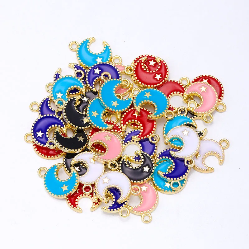 20Pcs/Set Mixed Color Star Moon Heart Enamel Letter Pendant for Couple Bracelet Earring Necklace DIY Jewelry Making Accessories