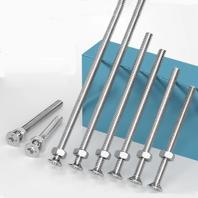 304 Stainless Steel Countersunk Cross Bolt and Hex Nut Kit Screw M2 M2.5 M3 M3.5 M4 M5 M6 M8 M10 M12 Length 16mm-120mm 3