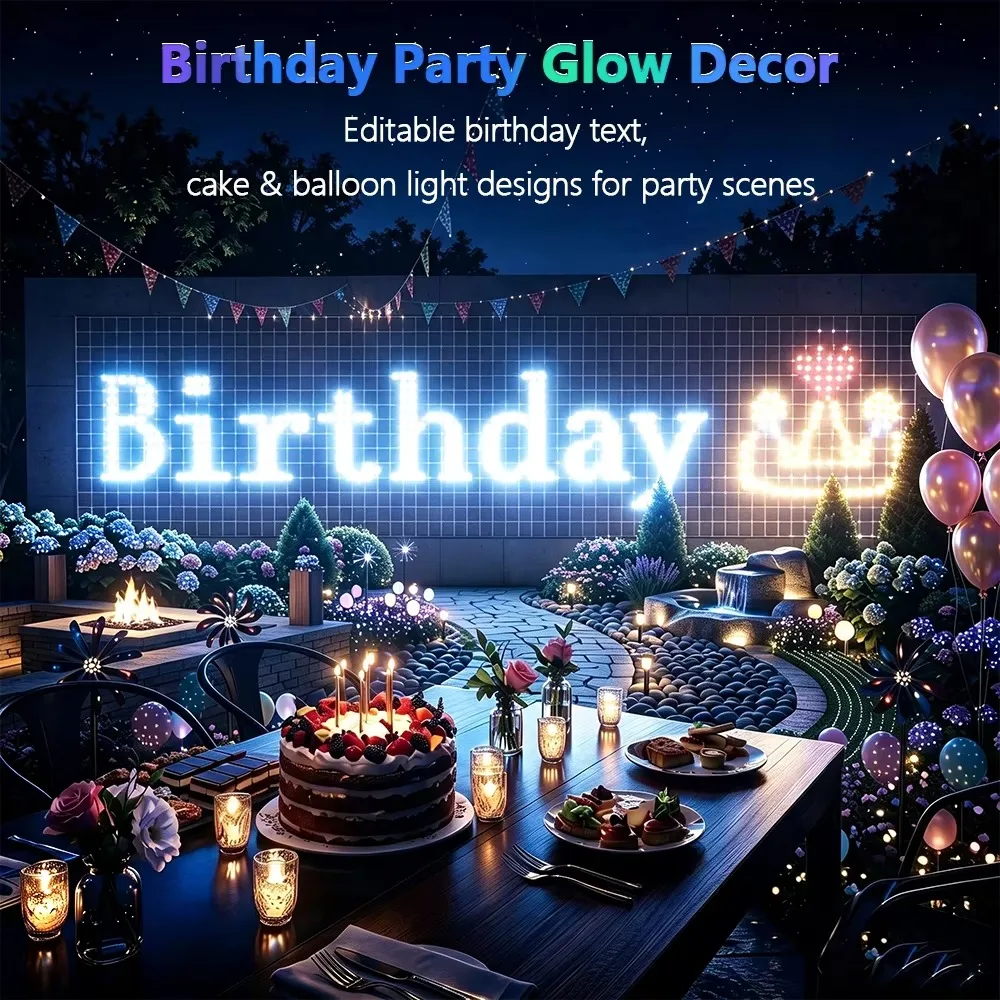 RGB Grid Lights APP Control DIY Music Sync Outdoor Night Ambience Pathway Lighting for Villa Park Landscape Decor for Home Use