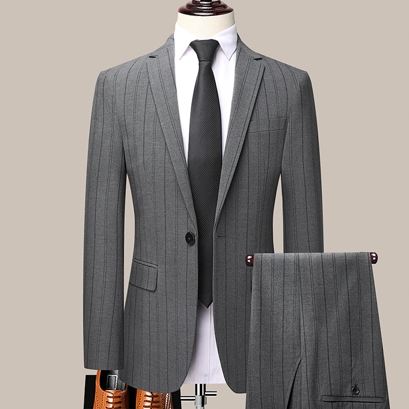 Men's Wedding Suit (suit + Trousers) Stylish and Handsome Banquet Youth Dress Suit Suit Business Casual Two-piece Suit  M-5XL