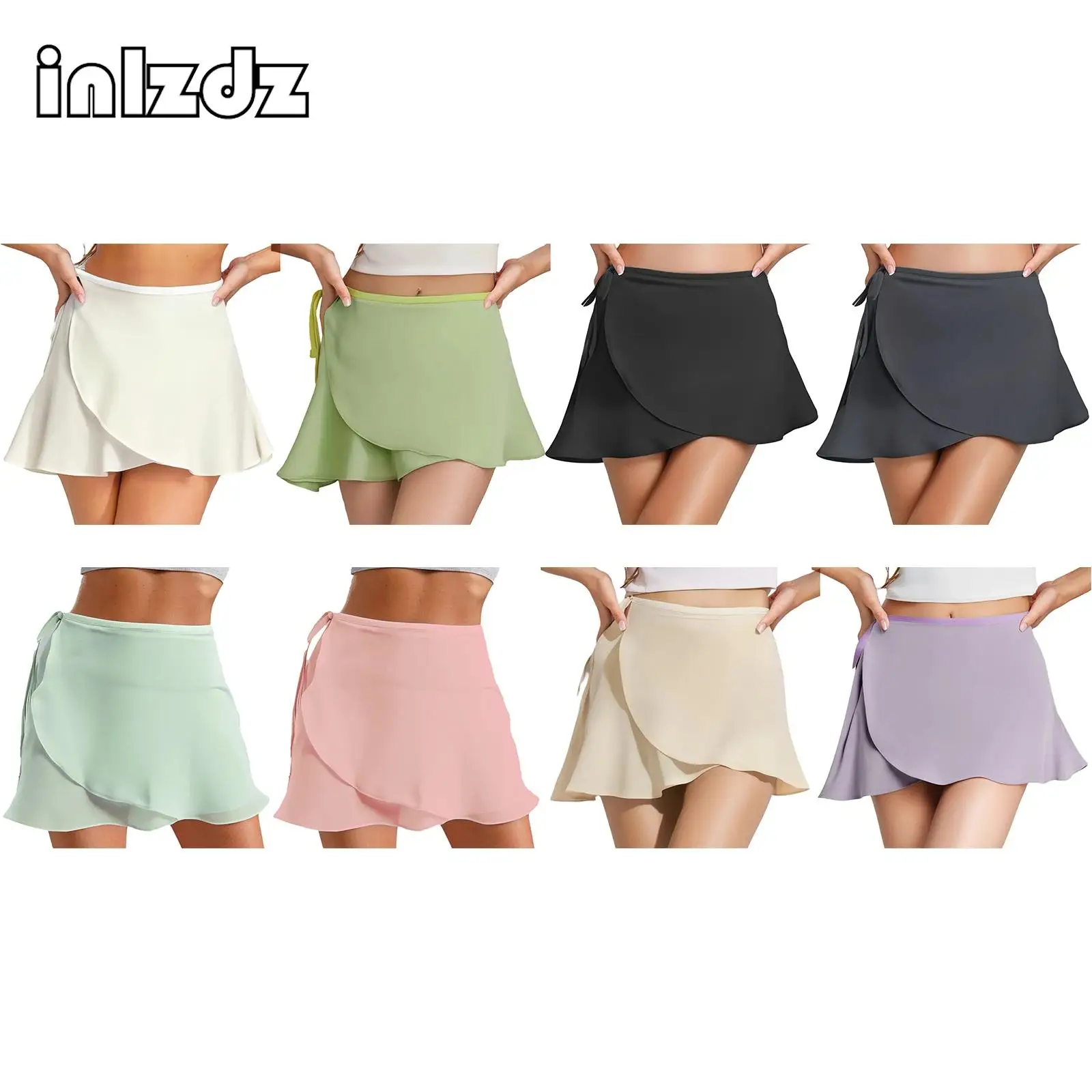 2025 여성용 플로위 시폰 댄스 스커트 사이드 타이 원피스 랩 스커트 댄스 레깅스 커버업 스커트 (발레 왈츠 댄스 수업용)