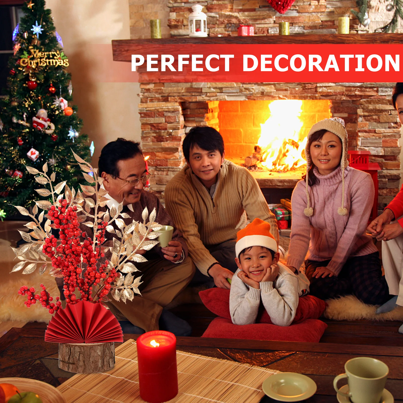 

1pcs Fake Red Berry Spring Festival Decoration Desktop Ornament Chinese New Year Festive Adorn Delicate Home Decor Gift