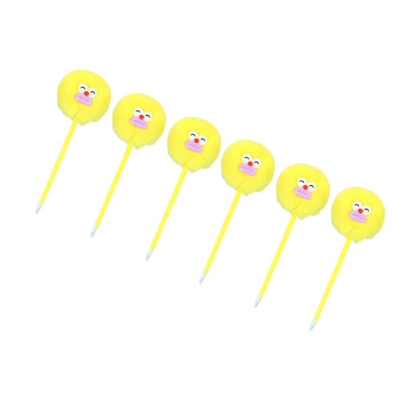 6Pcs 모피 Pom 볼펜 여성을위한 크리스마스 스타킹 필러 쓰기 사무실 쓰기 도구 1.0mm 부드러운 쓰기