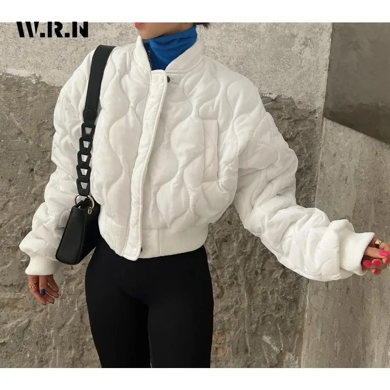 2024 Winter Korean Casual Single Breasted Parkas Basics Zipper Jacket For Women Short Outerwear Sheath Warm Fashion Solid Coat