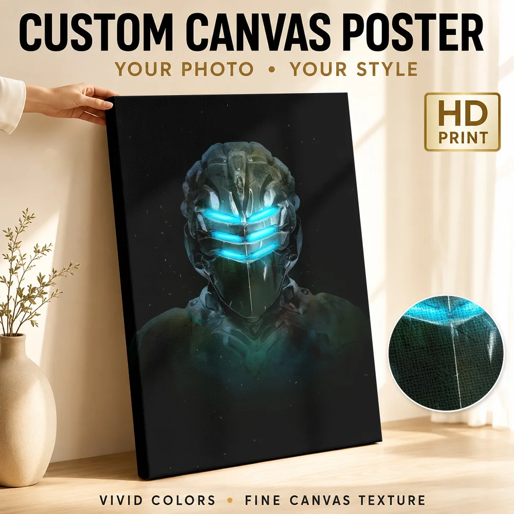 Dead Space Isaac Clarke Helmet Portrait Framed Canvas Print Poster Custom Photo Gaming Anime Canvas Wall Art for Bedroom Decor
