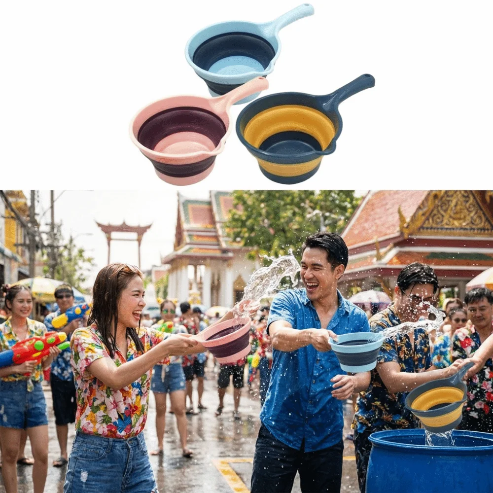 Creative Folding Water Scoop Suspensible Portable Collapsible Bath Scoop Large Capacity Save Space Kitchen Water Ladle