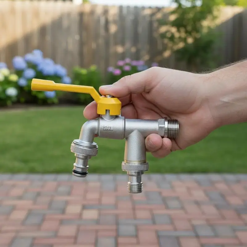 12 34 Inch IBC Water Tank Connector Double Outlet Tap Adapter for Greenhouse Rainwater and Irrigation System