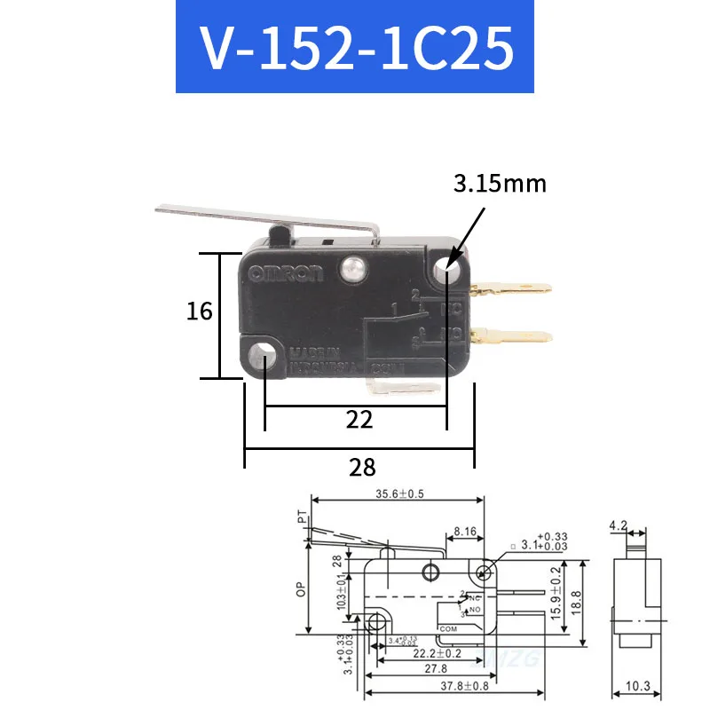 The Micro Switch Travel Switch Limit Switch V-15 V-152 V-153 V-154 V-155 V-156-1c25 10A250V