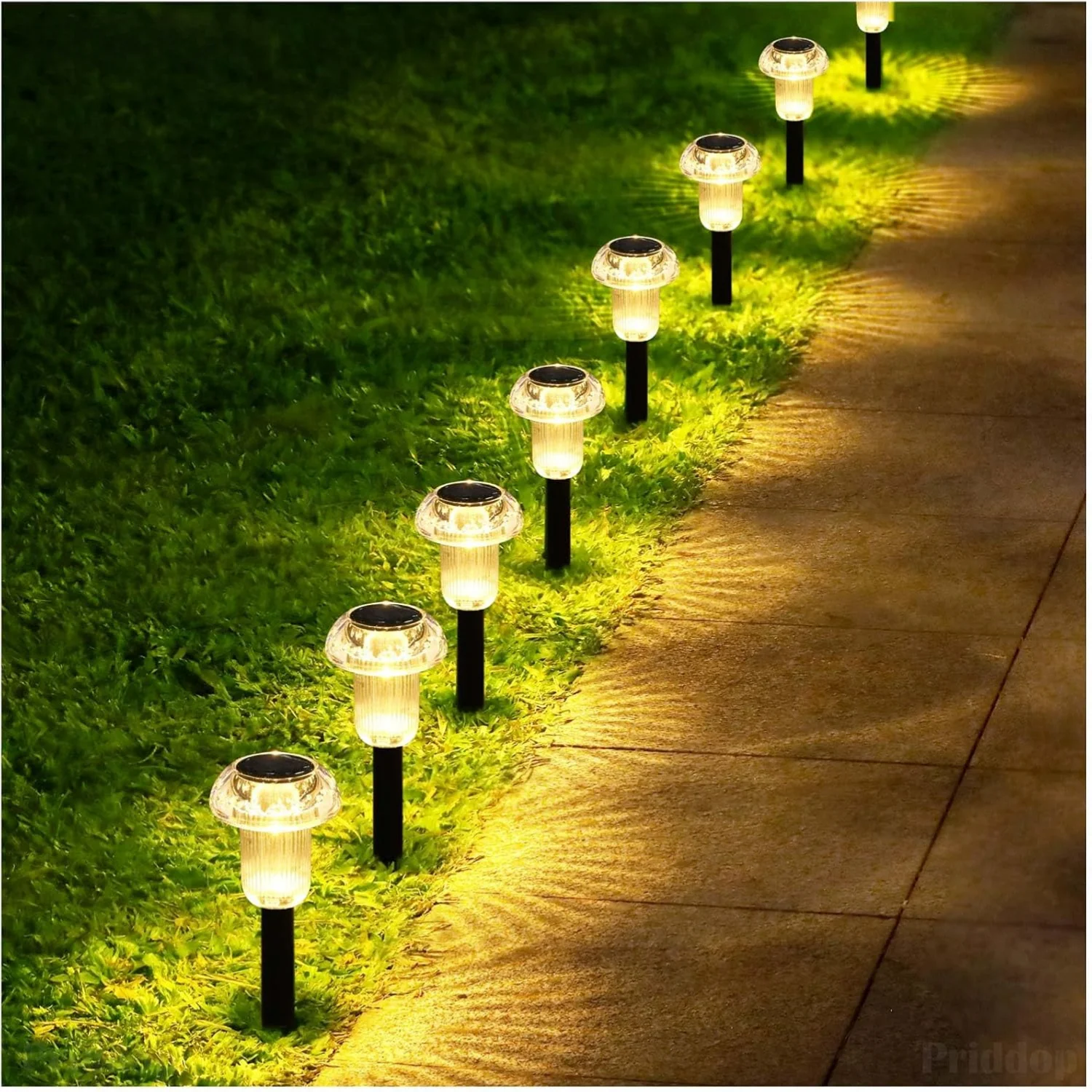 Solar Powered Warm White Garden Stake Lights Rainproof Lawn Tube Lamp for Outdoor Yard Villa Night Light