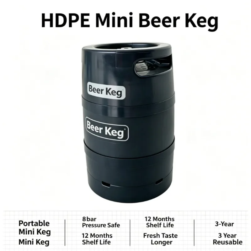 Beer Keg 3L/5L Mini  with Portable Pump/CO2 System, 3-Year Reusable, Zero Germs, Eco-Friendly Draft Beer Barrel