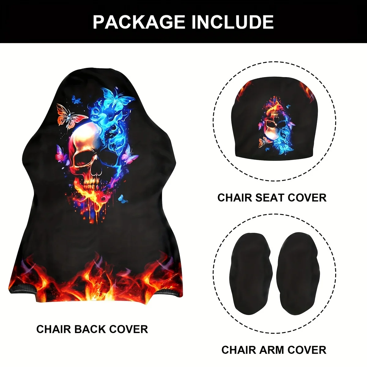 4pcs/set Digital Printed Gaming Chair Cover Milk Fiber Fabric Gaming Chair Seat Cover Elasticity Easy Fit Office Chair Slipcover