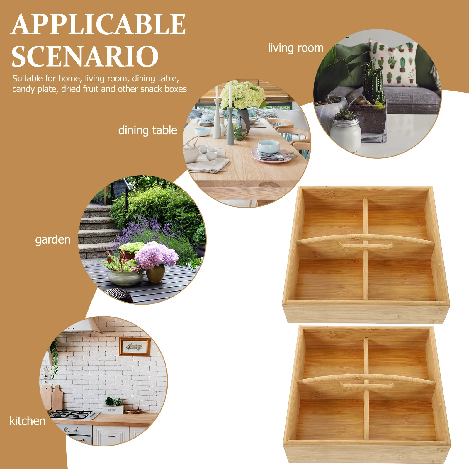 

2 Pcs Dried Fruit Tray Storage Box Holder for Kitchen Dry Wood Serving Case Food Commercial Candy Multi Compartment Container