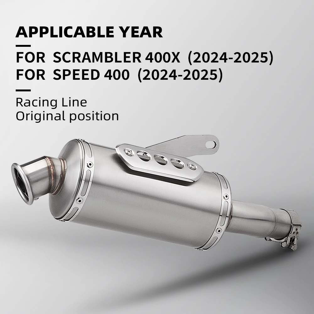 Slip-On Exhaust System for Scrambler 400X Rear Integrated Muffler Connection Pipe 2024-2025 Motorcycle Performance Upgrade