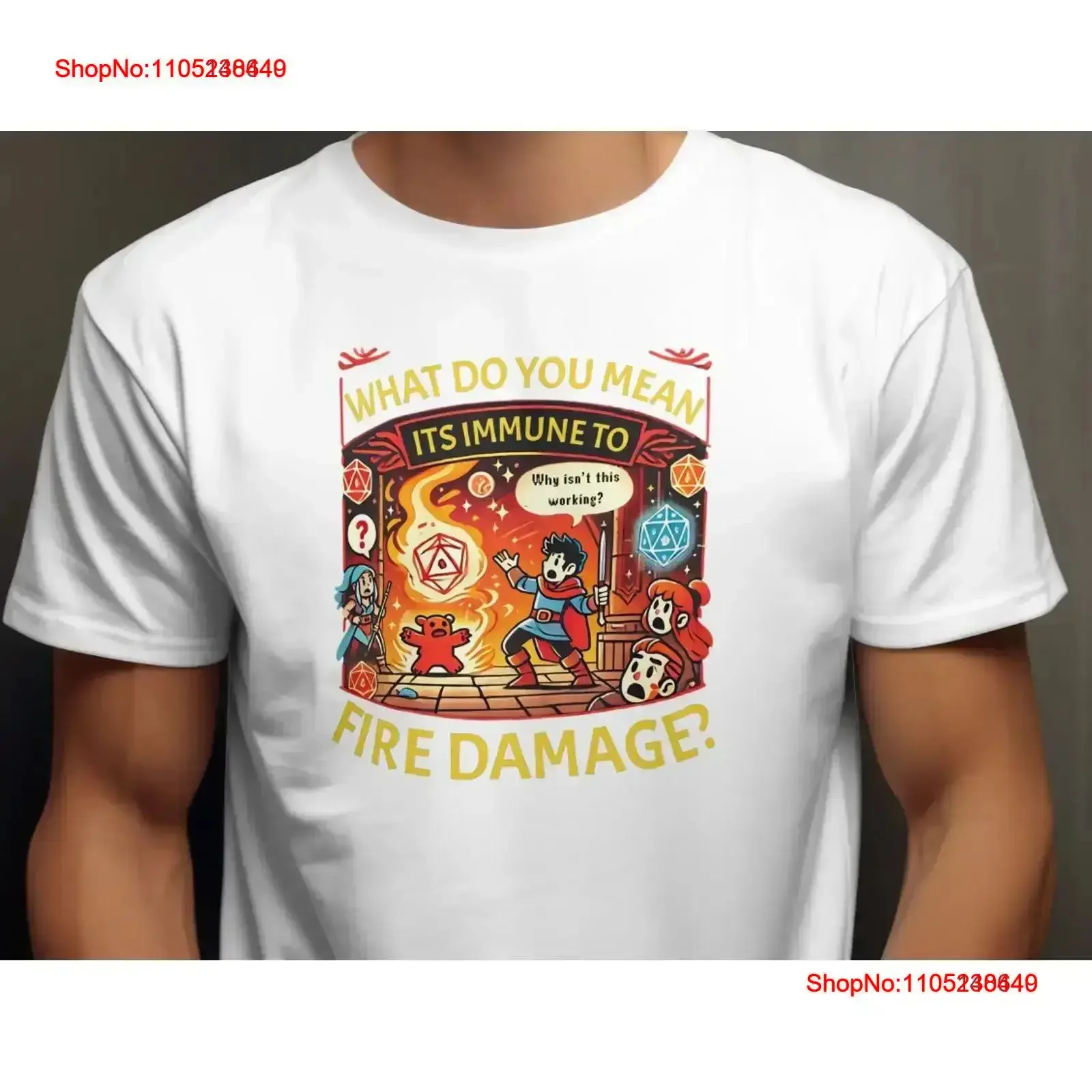 Camiseta de Humor para jugadores RPG, camiseta vintage lavada a la moda, ropa de calle para uso diario, lo que significa que es inmune al fuego