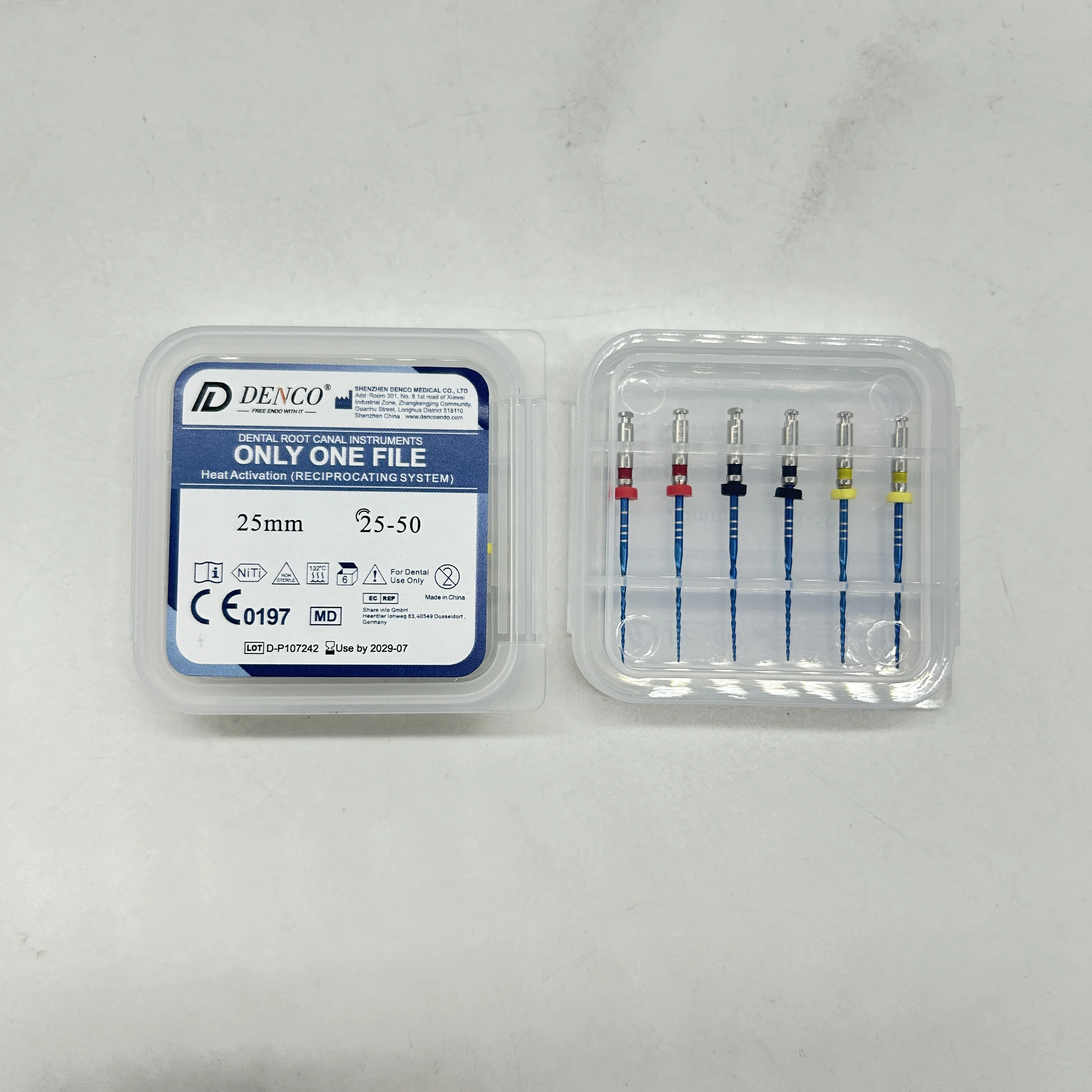 Denco Dental Root Canal Only One File Heat Activation Reciprocating System 25mm Assorted Size25-50