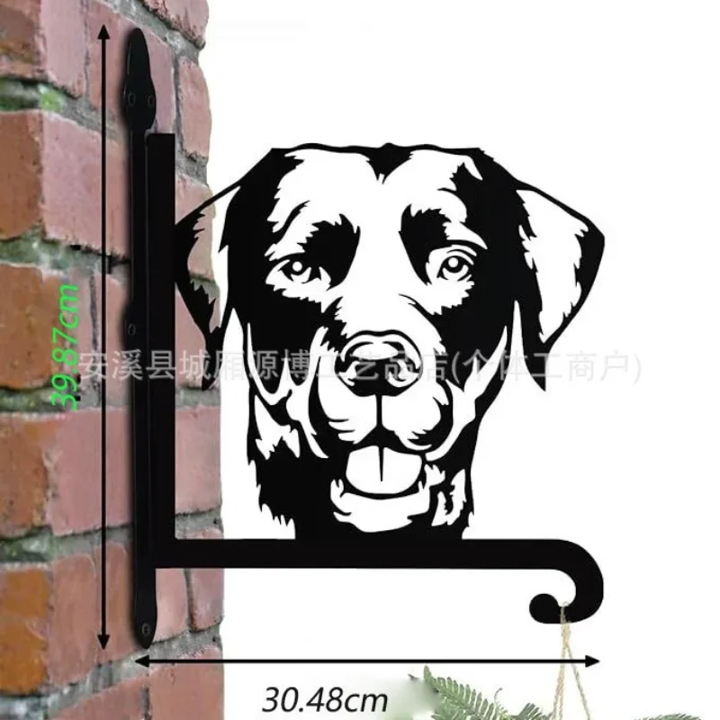 Hanging bracket Wrought iron heavy-duty ornamental Labrador silhouette Wall-mounted plant hanger Outdoor flower pot wind chime