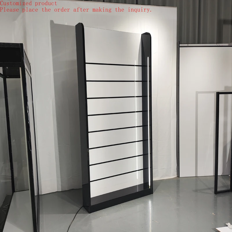 

Custom.HIKUYA Factory Wholesale H Shape Display Double Side Slatwall Gondola Mdf Slatwall Display Stand for Shopping Store
