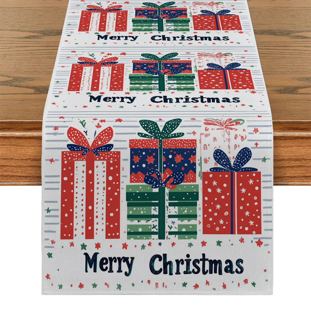 Christmas Christmas Watercolor Gifts Table Runner Home Wedding Centerpieces Decoration Party Table Runners Dining Long Cloth