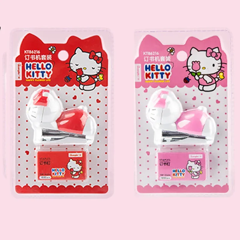 Sanrio Olá Kitty Grampeador Set, Mini Encadernação Máquina, Material Escolar, Escritório Papelaria, Ferramentas de encadernação, Estudante bonito, No.10